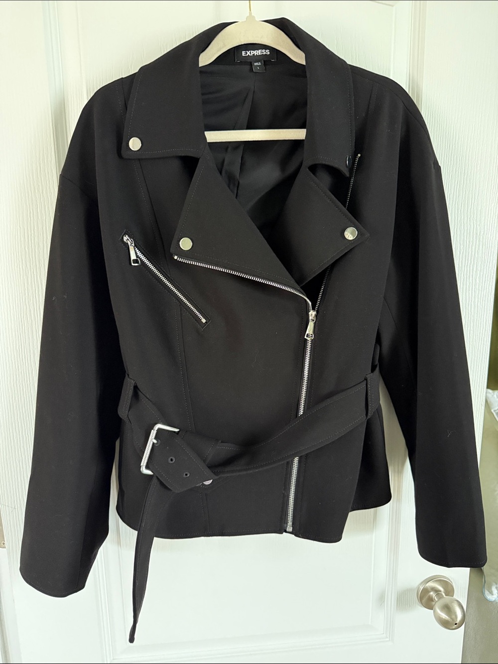 Express Black Moto Belted Jacket